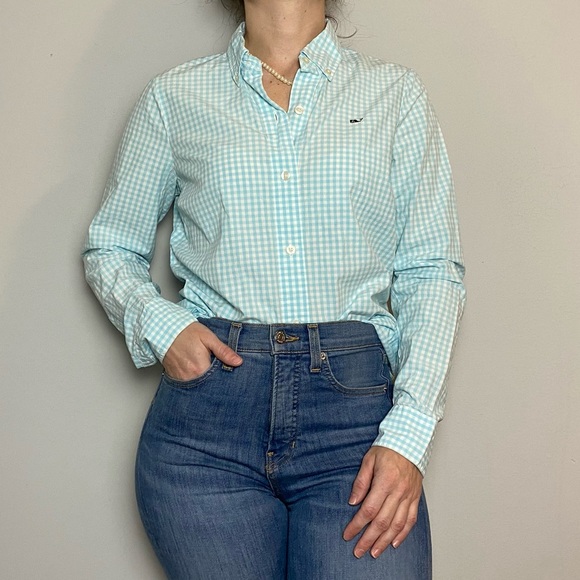 Vineyard Vines Tops - Vineyard Vines Blue/White Gingham Button Down